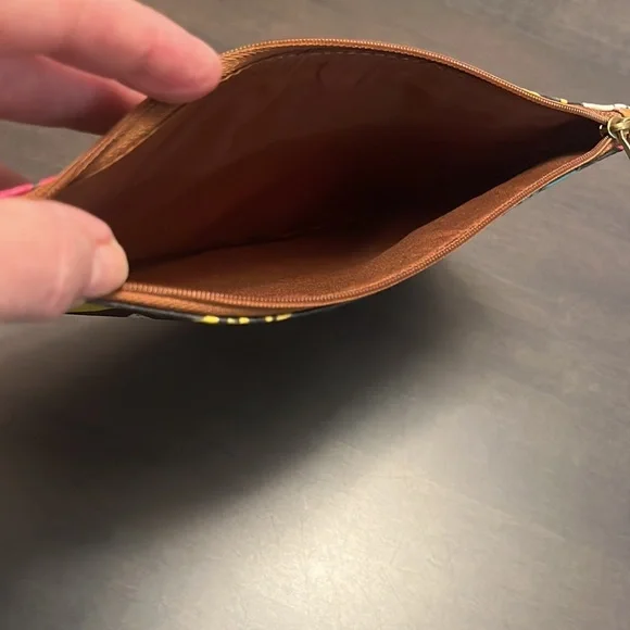 FOSSIL Eliza Clutch Wristlet Wallet Dark Floral Cactus Zip like NEW Bag Purse - Picture 4 of 11